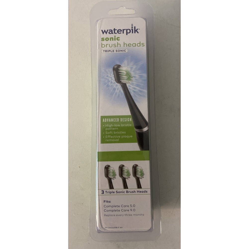 Waterpik Triple Sonic Replacement Brush Heads, STRB-3WB, 3 Count, Black